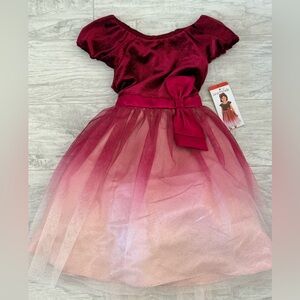 Jona Michelle Burgundy and Pink Kids Formal Dress